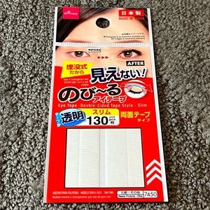 Daiso Japan Eye Eyelid Tape Sticker Double Sided Type Slim Clear 130 pcs Beauty